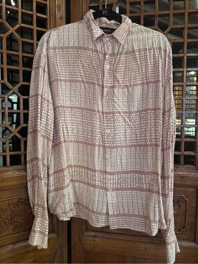 Manaola Blush and Cream Geometric Button-Down Shirt